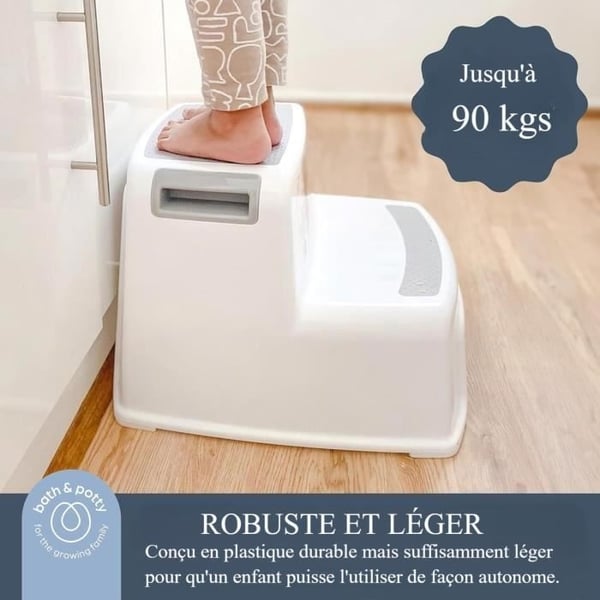 Skammel - DREAMBABY - 2 Up - Skridsikker og tekstureret - Op til 80 kg for børn og voksne - Grå og sort