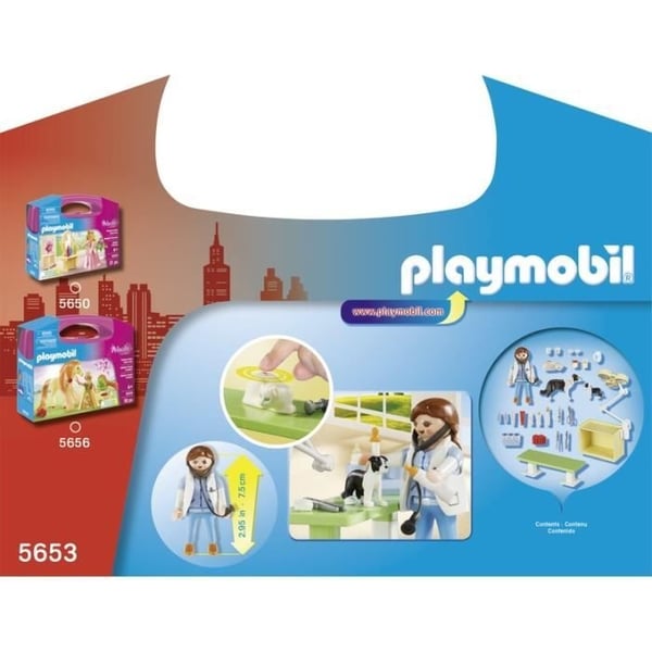 PLAYMOBIL 5653 Dyrlægekuffert, Byliv, Dyrepleje, Kreativ rolleleg, 39 dele, Fra 4 år