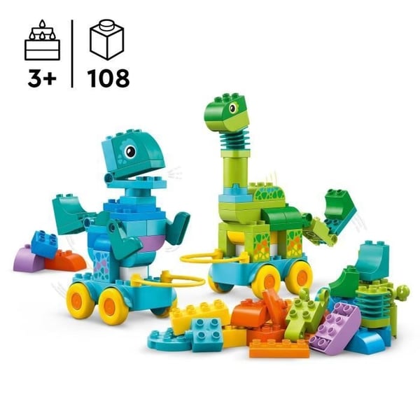 LEGO DUPLO My Town 10451 Dinosaurukset pyörillä 3-in-1 - Varhaisoppimispeli 3-vuotiaille