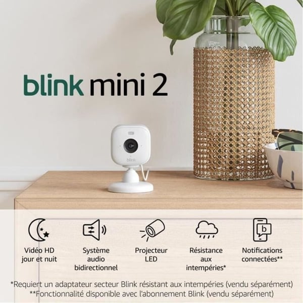 Kamera - BLINK HOME SECURITY - Mini 2 - 2-kamerasystem - Vit