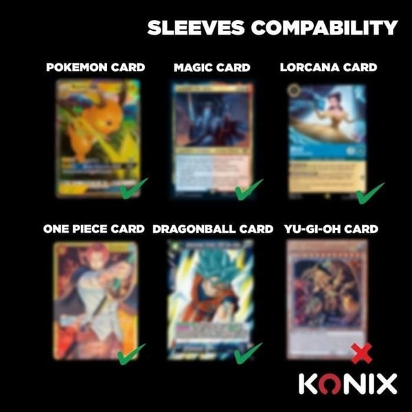 Korttitaskut - KONIX - Premium-taskut - 100 taskua - Magic The Gathering, Pokémon-yhteensopiva - Läpinäkyvä