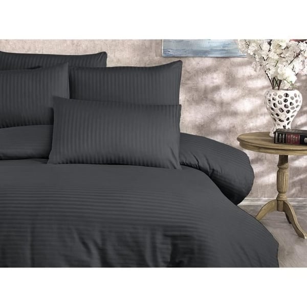 Sengesæt - 1 dynebetræk 220x240 cm + 2 pudebetræk 60x60 cm - 80% bomuld, 20% polyester - Antracit