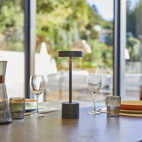 Trådløs bordlampe - LUMISKY - ROBY - Touch i aluminium - Mørkegrå - LED