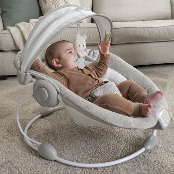 INGENUITY Petit Ourson Comfort -hyppyri, valoisa leikkikaari, irrotettava pienennystyyny