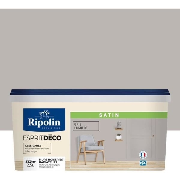 Sisäseinämaali satiini vaaleanharmaa 2.5L Ripolin Sisäseinämaali satiini vaaleanharmaa 2.5L Ripolin