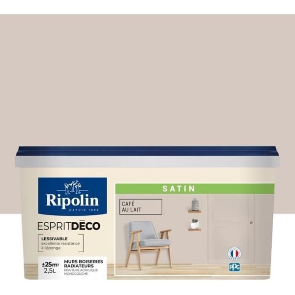 RIPOLIN ESPRIT DECO MULTI-SURFACE CAFE MED MJÖLK SATINFRI 2,5L