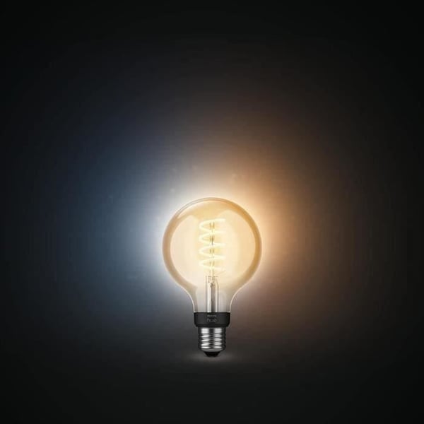 Philips Hue White Ambiance, E27 Filament G93 Globe Smart LED-pære, Bluetooth, Fungerer med Alexa, Google Home og Homekit