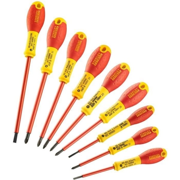 10-delt skruetrækkersæt - STANLEY FATMAX - FMHT62573-0 - 1000V isoleret - Elektriker + Phillips + Pozidriv + Tester