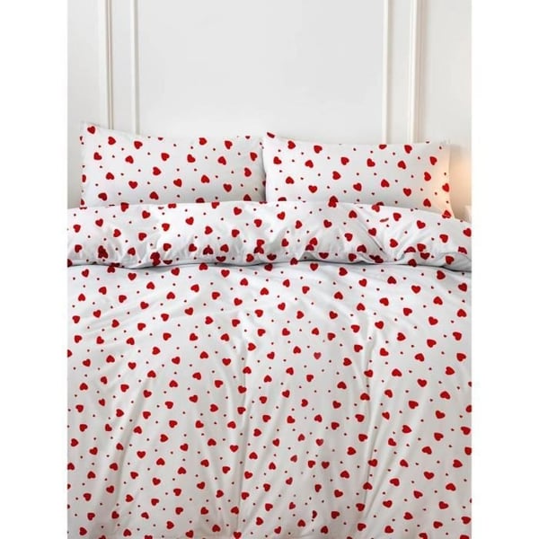 Sengesæt - 1 dynebetræk 220 x 240 cm + 2 pudebetræk 60 x 60 cm - 50% bomuld, 50% polyester - Rød