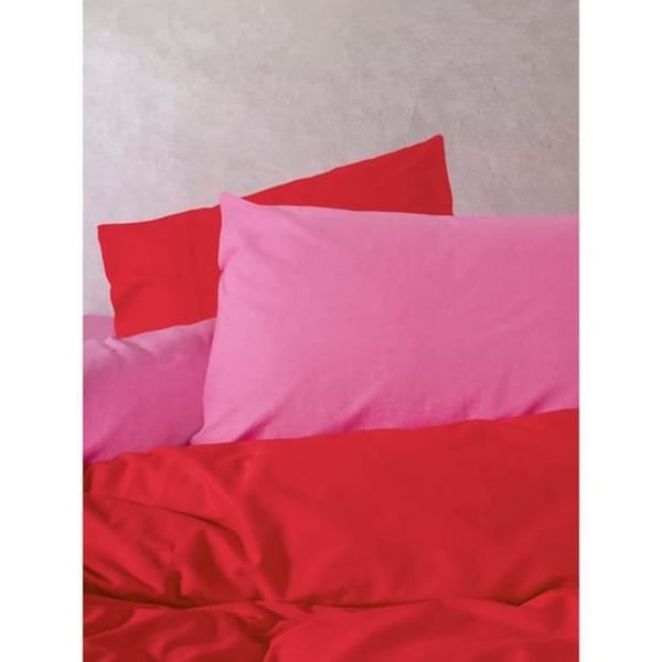 Sengesæt - 1 dynebetræk 220 x 240 cm + 2 pudebetræk 60 x 60 cm - 100% forstærket bomuld - Rød