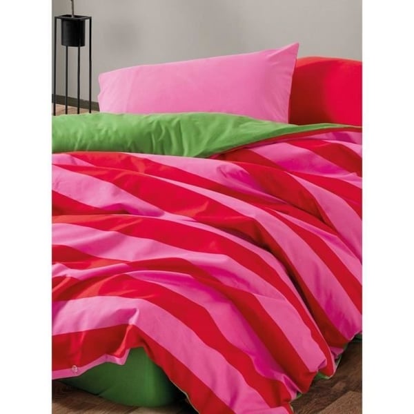 Sengesæt - 1 dynebetræk 220 x 240 cm + 2 pudebetræk 60 x 60 cm - 100% forstærket bomuld - Pink
