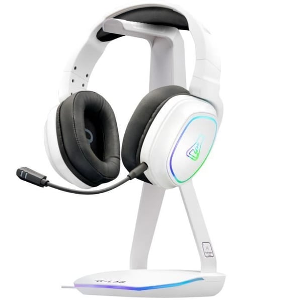Hovedtelefon/Headset-stativ - THE G-LAB - K-STAND HYDROGEN - 2 USB-porte - Hvid