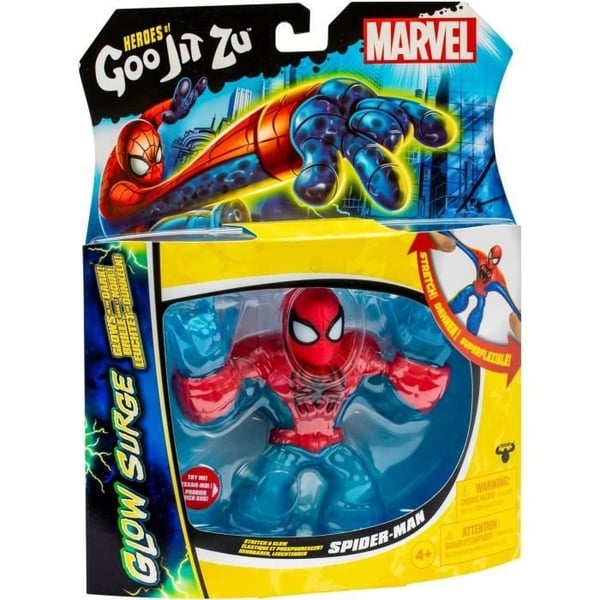 Spiderman Glow Surge 11cm - HEROES OF GOO JIT ZU - MARVEL - Lysende og forlængelig figur