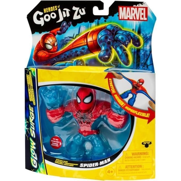 Spiderman Glow Surge 11cm - HEROES OF GOO JIT ZU - MARVEL - Lysende og forlængelig figur