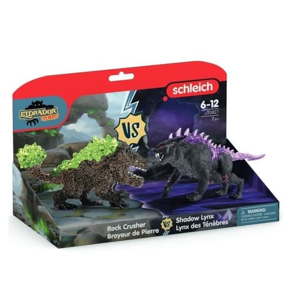 Schleich 70827 Eldrador Creatures Dark Lynx vs. Stone Crusher Duo Figurer, Alder 6+