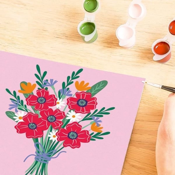 CreArt 20x20 cm Valmuebuket, Kreativ fritid, Voksen, Mal efter tal, 25519, Ravensburger
