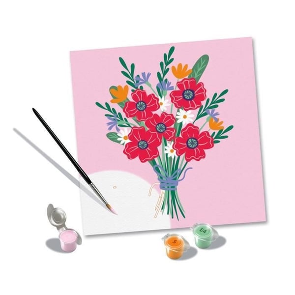 CreArt 20x20 cm Valmuebuket, Kreativ fritid, Voksen, Mal efter tal, 25519, Ravensburger