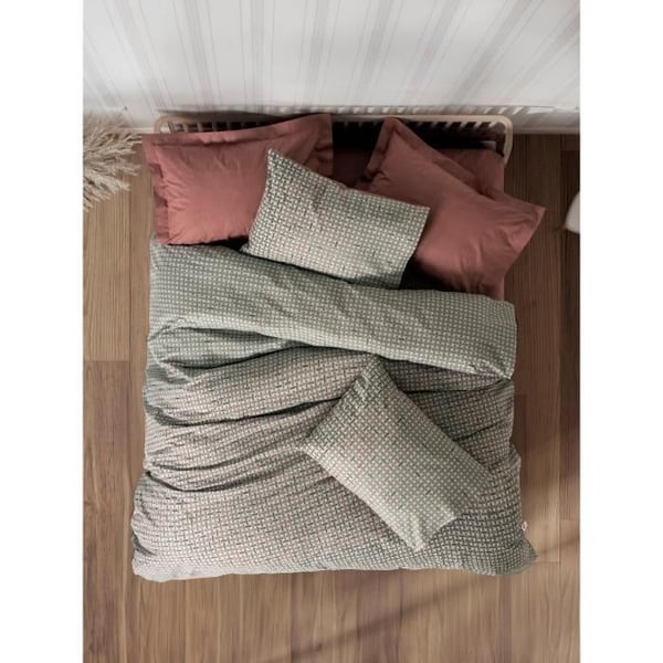 Sengesæt - 1 dynebetræk 220 x 240 cm + 2 pudebetræk 60 x 60 cm - 100% forstærket bomuld - Rød