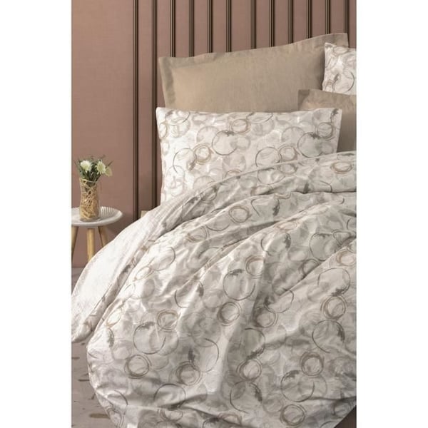 Sengesæt - 1 dynebetræk 220 x 240 cm + 2 pudebetræk 60 x 60 cm - 100% forstærket bomuld - Beige