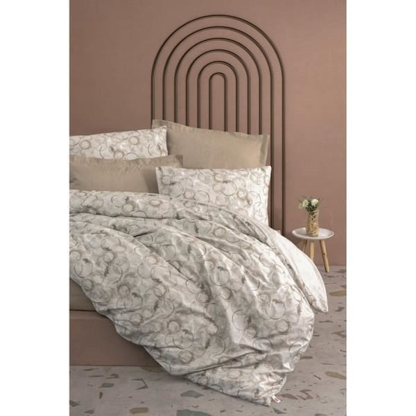 Sengesæt - 1 dynebetræk 220 x 240 cm + 2 pudebetræk 60 x 60 cm - 100% forstærket bomuld - Beige