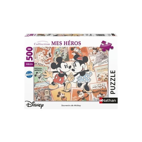 Puslespil 500 brikker Mickey Memories, Disney, Voksne og børn, fra 12 år, 12000969, Nathan