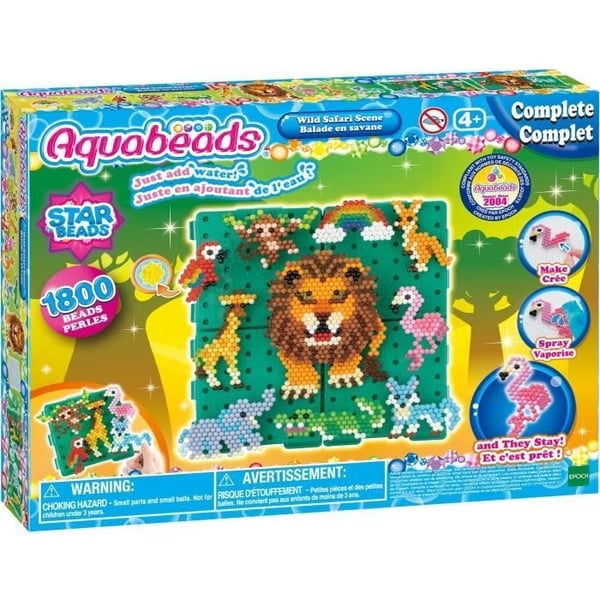 Aquabeads Savannah Stroll, æske med 1000 perler og 4 kreative baser inkluderet, perler der klæber til vand, 31968, Fra 4 år