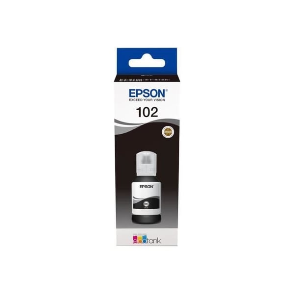 Epson 102 EcoTank BK -mustepullo, mustepatruuna