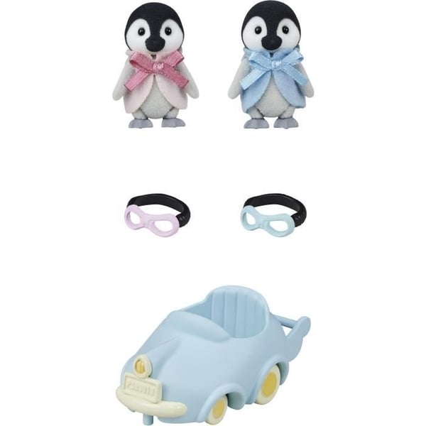 Dukke - SYLVANIAN FAMILIES - Pingvintvillingerne - Bil og briller - Leddelt