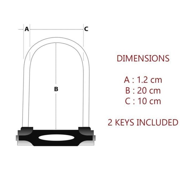 Masterlock U-lukko - K. 180mm Ø12mm - Musta
