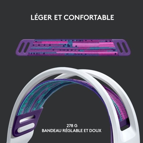 Gaming Headset - Trådløst - Logitech G - G733 Lightspeed - PS5, PS4, PC, MAC - Hvid