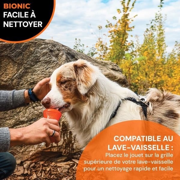 Hundelegetøj - BIONIC - Ben - Størrelse Medium 12 cm - Ultra-resistent gummi - bly-, BPA- og ftalatfri