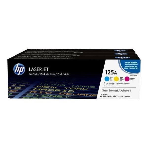 HP 125A 3-pak originale tonerpatroner i cyan, gul og magenta (CF373AM) til farve LJ
