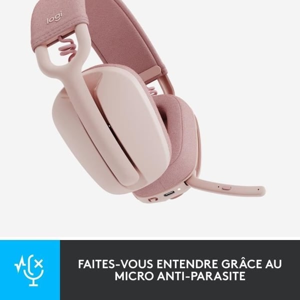 Kuulokemikrofoni - Langaton - Logitech - Zone Vibe 100 - Bluetooth - Melunvaimennus - Vaaleanpunainen