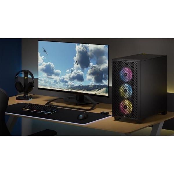 PC-kabinet - CORSAIR - 3000D RGB AIRFLOW - ATX Midi-Tower - 3 AR120 RGB blæsere - Sort