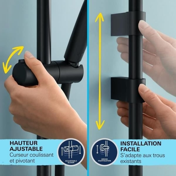 Brusesæt med 2 dyser, 60 cm stang og 1,75 m slange - GROHE Vitalio Start 110 279482431 - Vandbesparende - Matsort