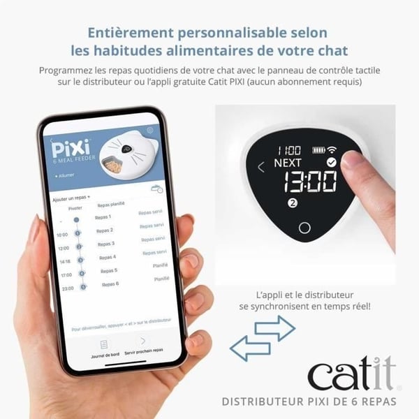 Tilsluttet kattefoderdispenser - CATIT - PIXI SMART - 6 x 170ml - LCD-berøringsskærm - Med isposer