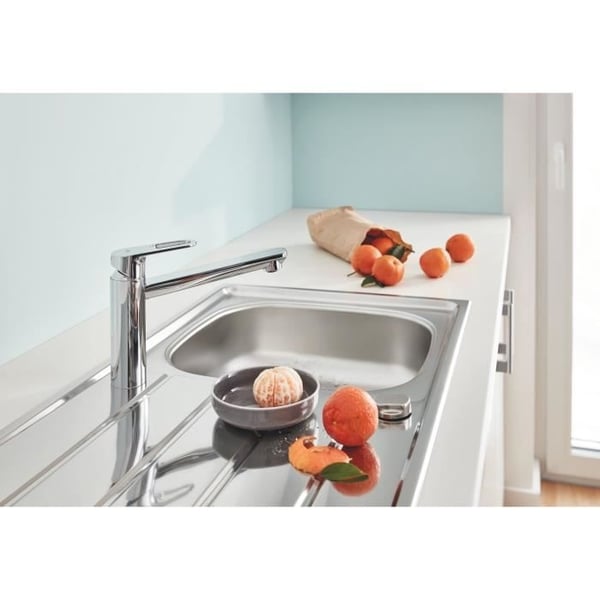 GROHE Start Flow køkkenarmatur, etgrebsarmatur med vandbesparende perlator, 140° rotation, krom, 31691000
