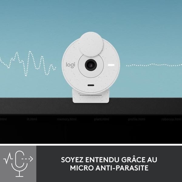 Logitech Brio 300 Full HD Webcam med Privacy, Støjreducerende Mikrofon, USB-C - Hvid