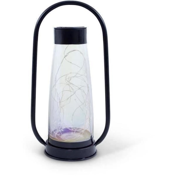Aurinkokennolla toimiva lyhty - GARDEN ID musta - Ø18 K34 cm - AAA-paristo - Akunkesto 6-8 h - Käytännöllinen kahva.