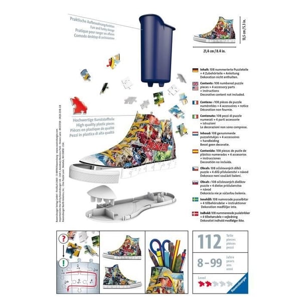 3D-palapeli Sneaker Avengers - Ravensburger - Kynäpurkki 108 palaa - Ikä 8+