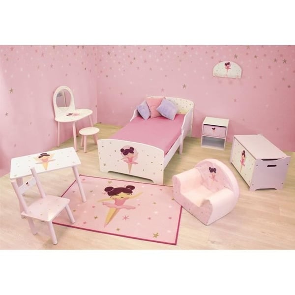 Tæppe - FUN HOUSE - Ballerina danser - 120 x 80 cm - Pink - Rektangulært - Barn