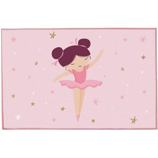 Tæppe - FUN HOUSE - Ballerina danser - 120 x 80 cm - Pink - Rektangulært - Barn