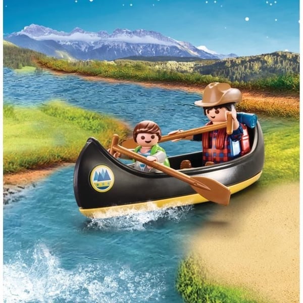 PLAYMOBIL 9323 Campingkuffert, Sport og Action, 2 figurer, telt, kano og tilbehør, 32 dele, fra 4 år