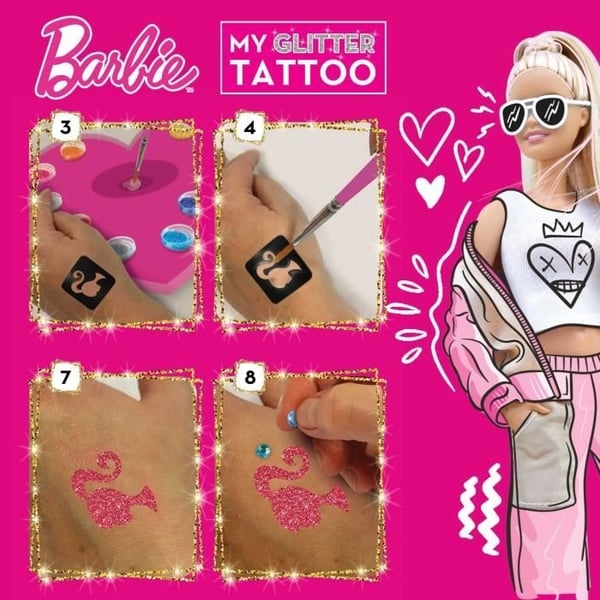 Barbie Tatoveringer - LISCIANI - Barbie - Glittertatovering - Glittertatoveringer - Sikkert og testet materiale