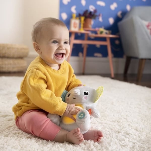 BRIGHT STARTS Babylegetøj, tøjdyr, natlampe, Kram-en-farvel elefantunge, lyde og lys