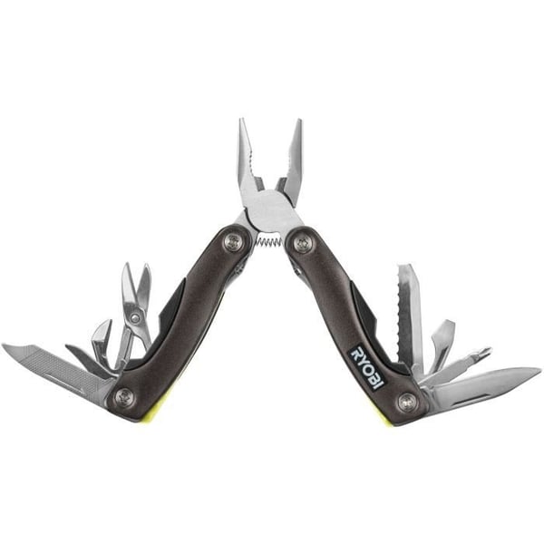 14-in-1 monitoimityökalu - RYOBI - Pihdit, sakset, pullonavaajat, veitsi, ruuvimeisseli, pihdit, naskali, saha, viila, terät -