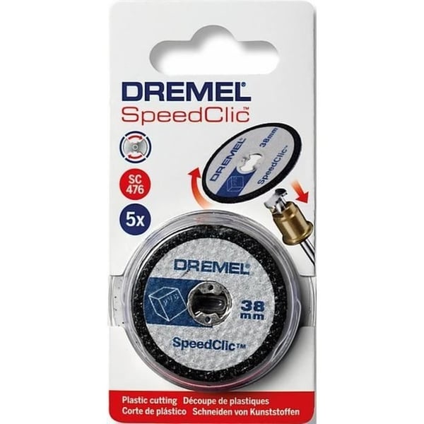 Pakke med 5 DREMEL S476 EZ SpeedClic-skiver til skæring af plast og PVC - Ø 38 mm, tykkelse 1,2 mm