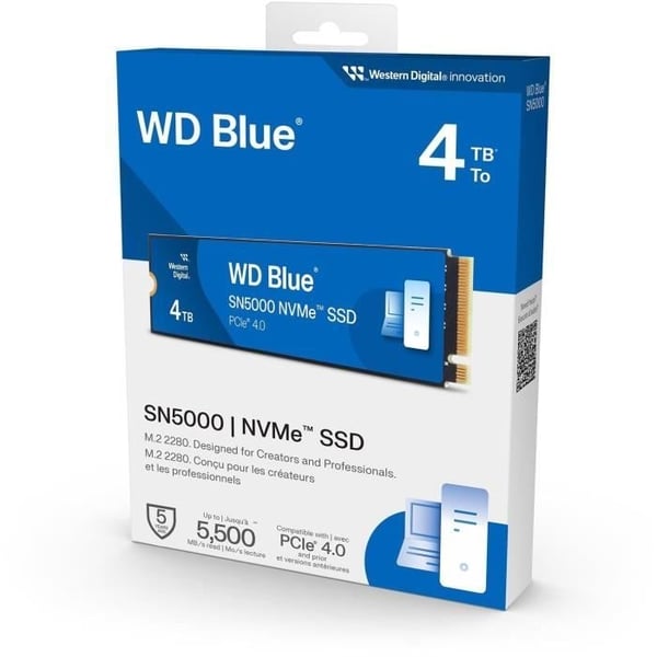 WESTERN DIGITAL - WDS400T4B0E - Intern SSD-harddisk - 4 TB - WD Blue - SN5000 - NVMe
