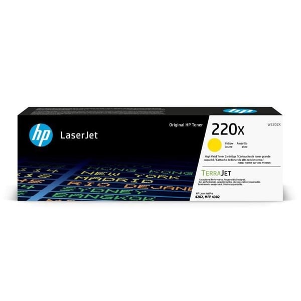 Original HP 220X højtydende gul tonerpatron (W2202X) til HP LaserJet Pro 4202 / 4302
