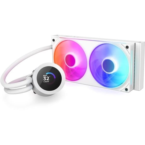 Vandkøling - NZXT - RL-KR240-W2 - Kraken Plus 240 RGB - Tilpasset 1,54 kvadratisk skærm og RGB-blæsere - Hvid